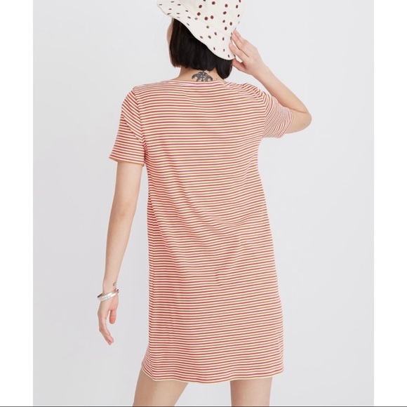 Madewell Swingy Tee Dress in Pink/Brown Stripe XL - Picture 2 of 7